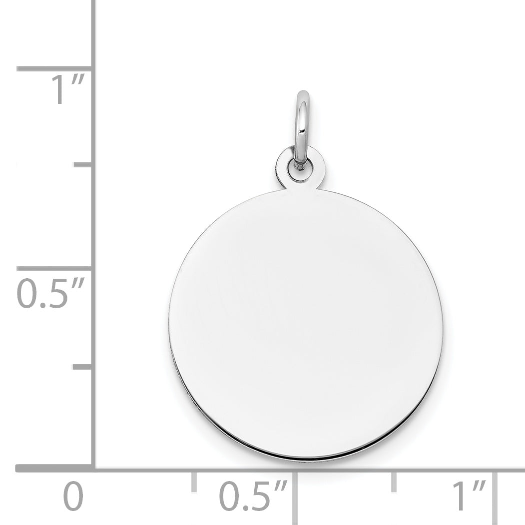 14k White Gold Plain .018 Gauge Round Engravable Disc Charm