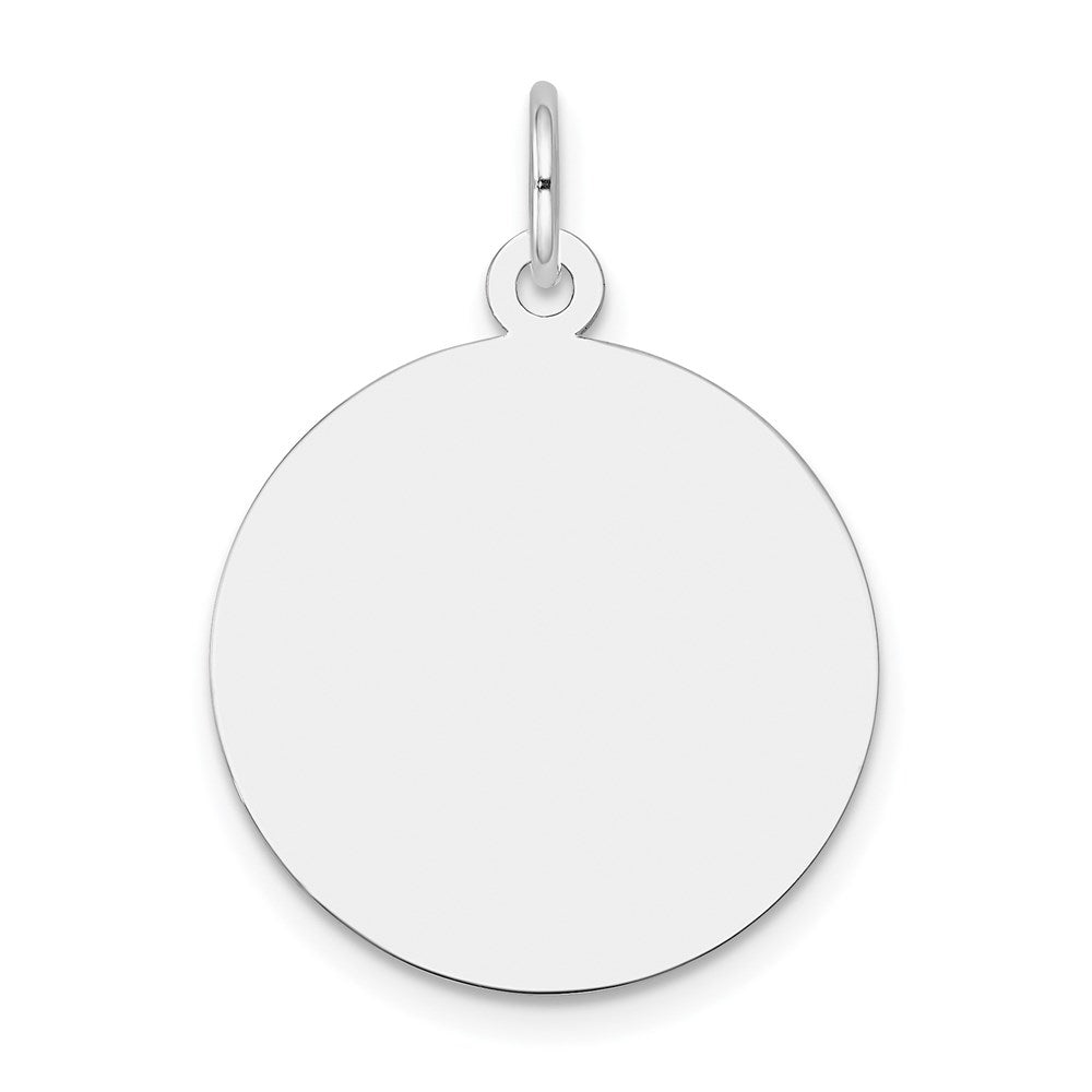 14k White Gold Plain .018 Gauge Round Engravable Disc Charm