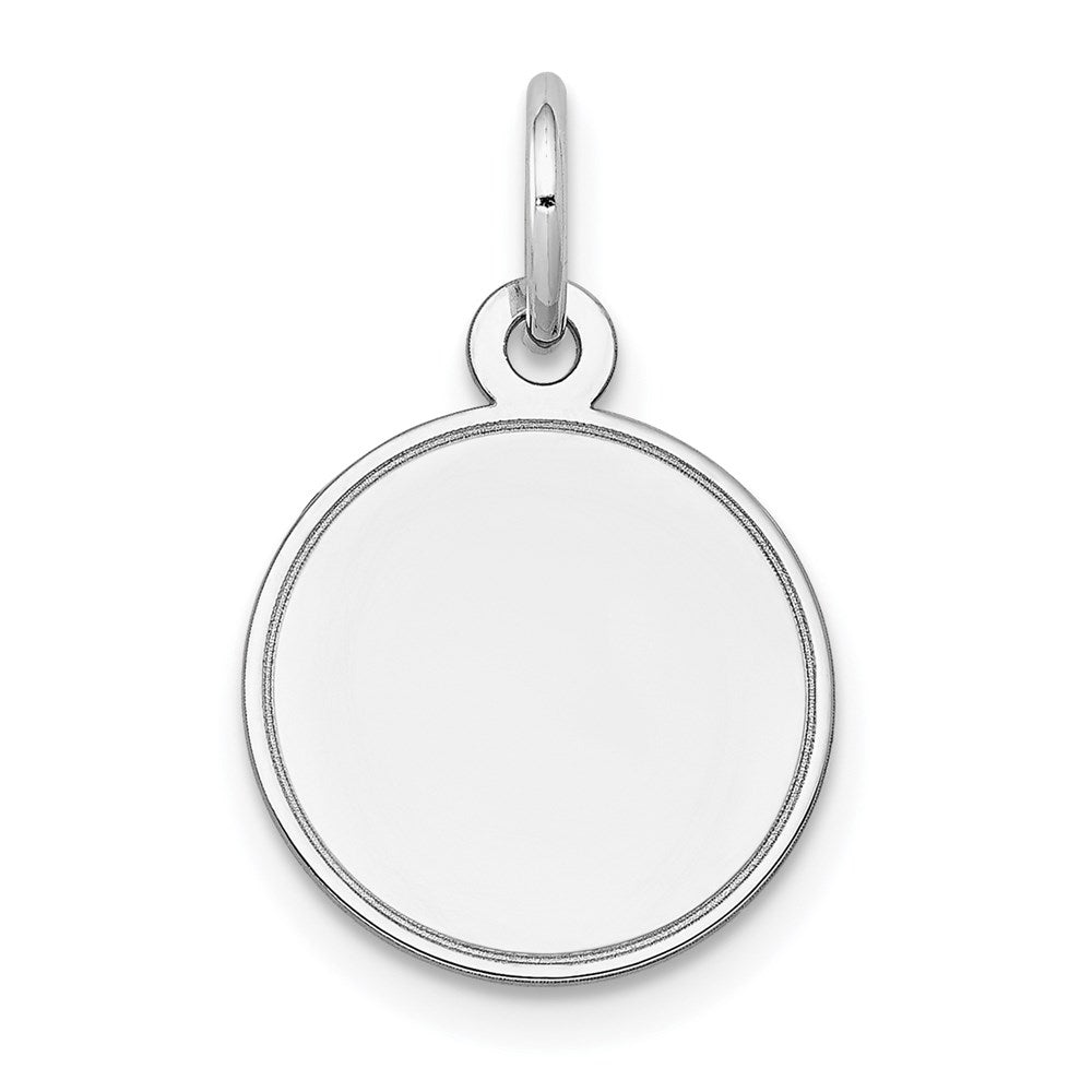 14k White Gold Plain .018 Gauge Round Engravable Disc Charm