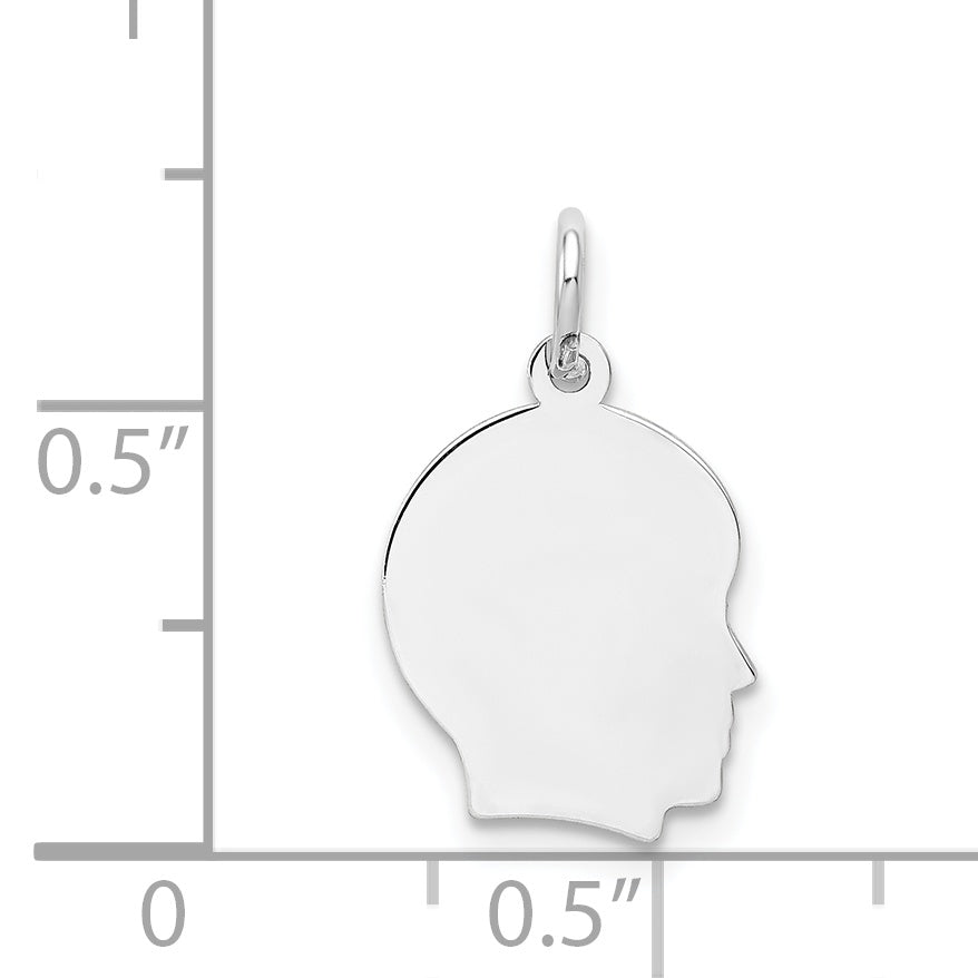 14k White Plain Small.013 Depth Facing Right Engravable Boy Charm