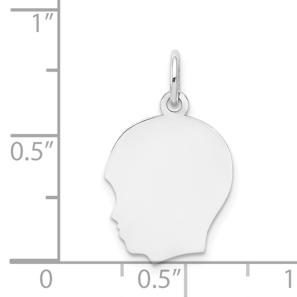 14k White Plain Medium.011 Depth Facing Left Engravable Boy Charm