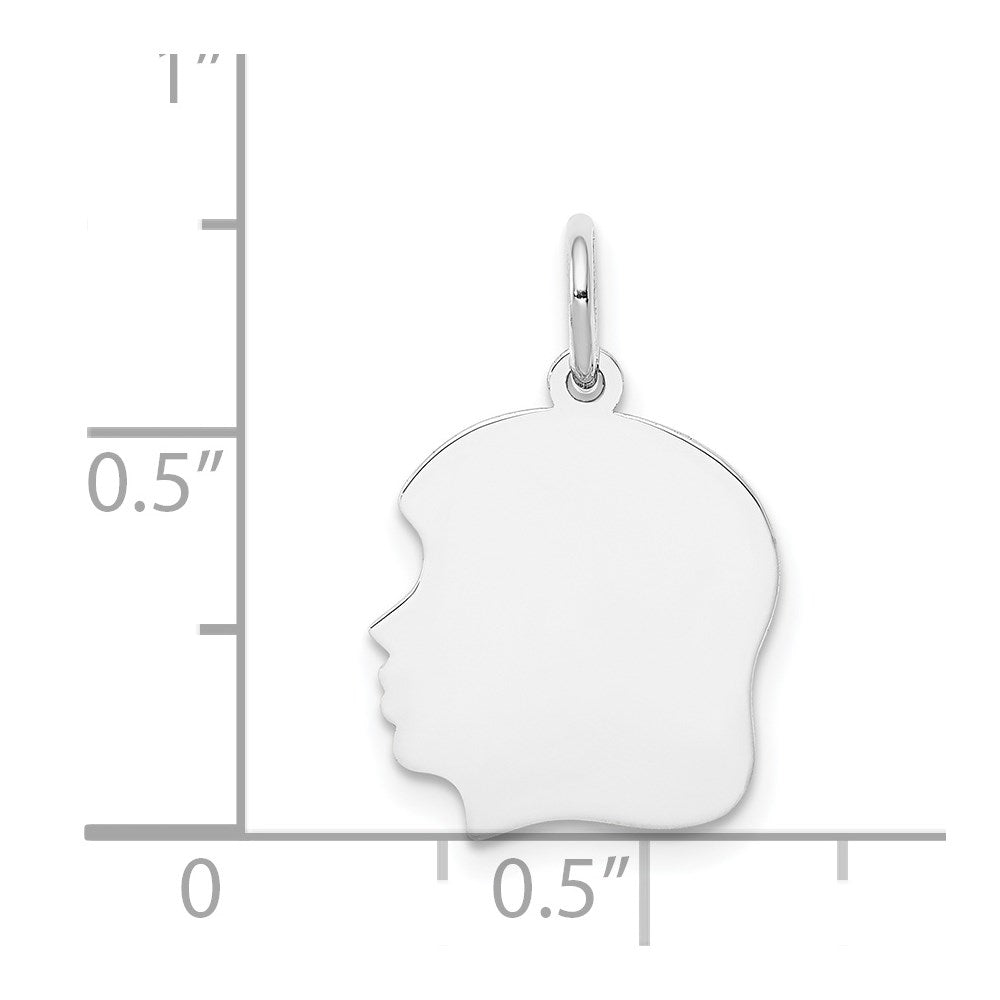 14k White Plain Medium.013 Depth Facing Left Engravable Girl Charm