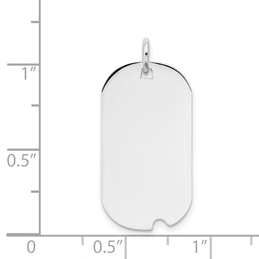 14k White Gold Plain .027 Gauge Engravable Dog Tag w/Notch Disc