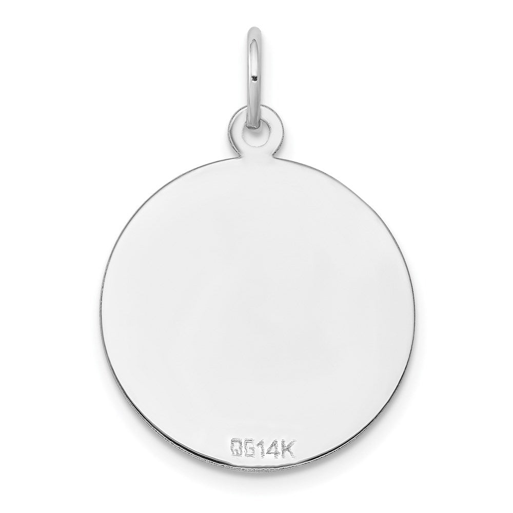 14k White Gold Etched .011 Gauge Engraveable Round Disc Charm