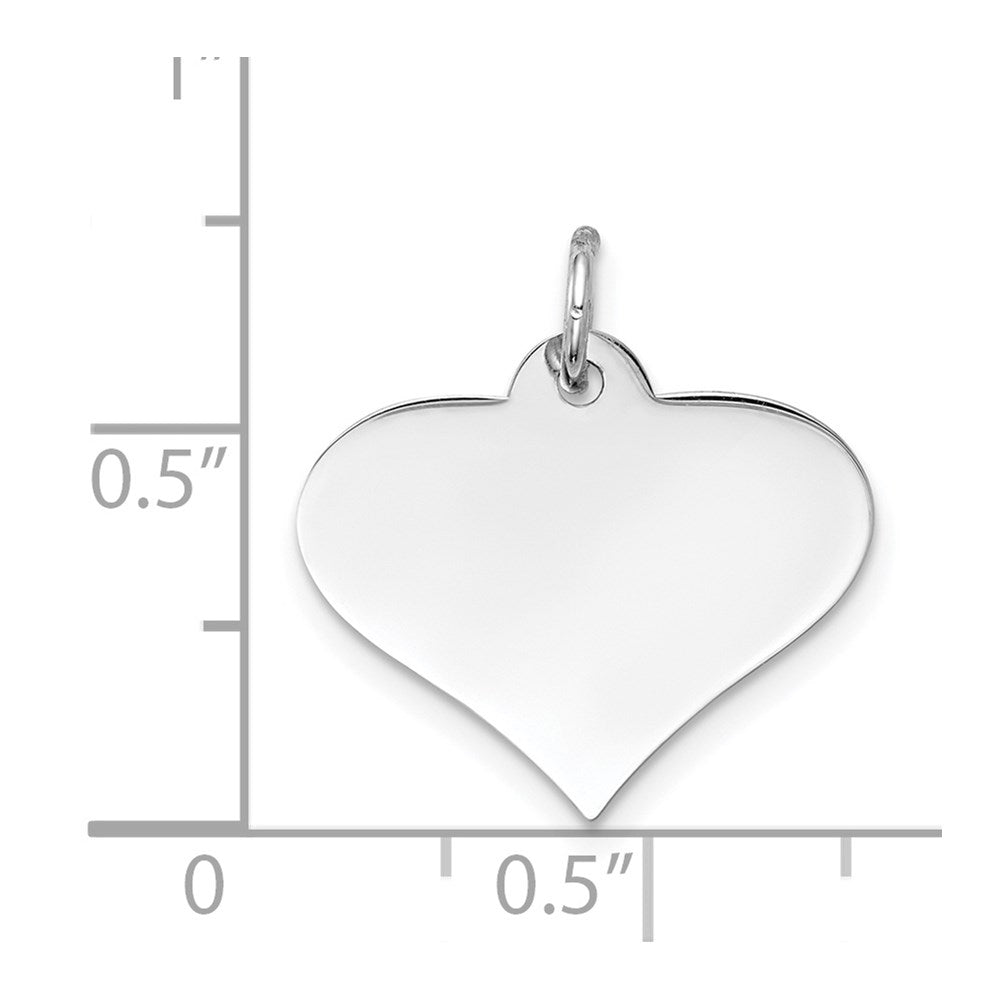 14k White Gold Plain .018 Gauge Engraveable Heart Disc Charm
