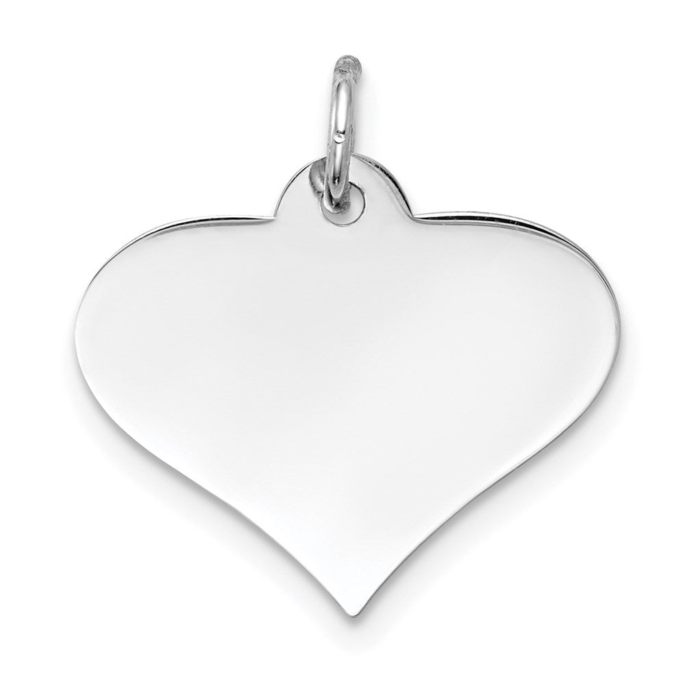14k White Gold Plain .013 Gauge Engraveable Heart Disc Charm