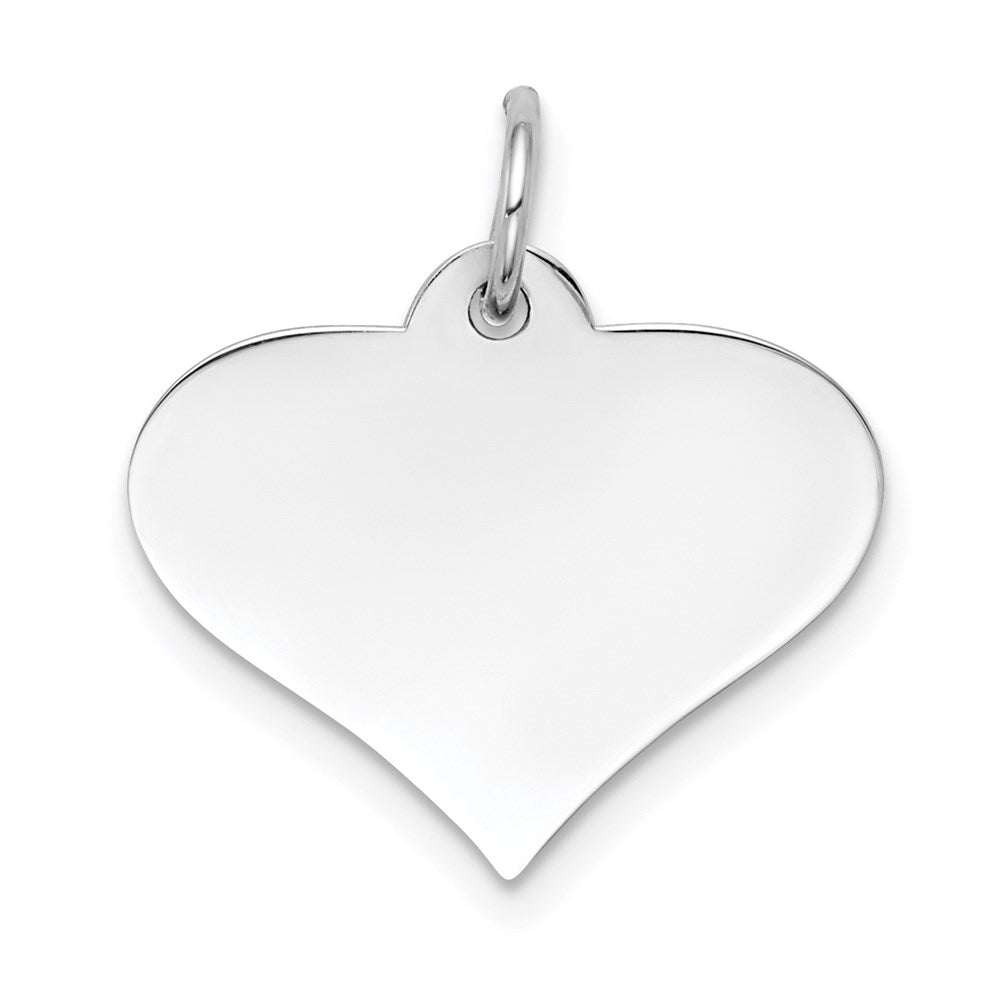 14k White Gold Plain .011 Gauge Engraveable Heart Disc Charm