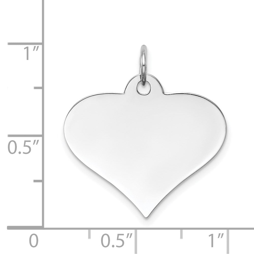 14k White Gold Plain .018 Gauge Engraveable Heart Disc Charm