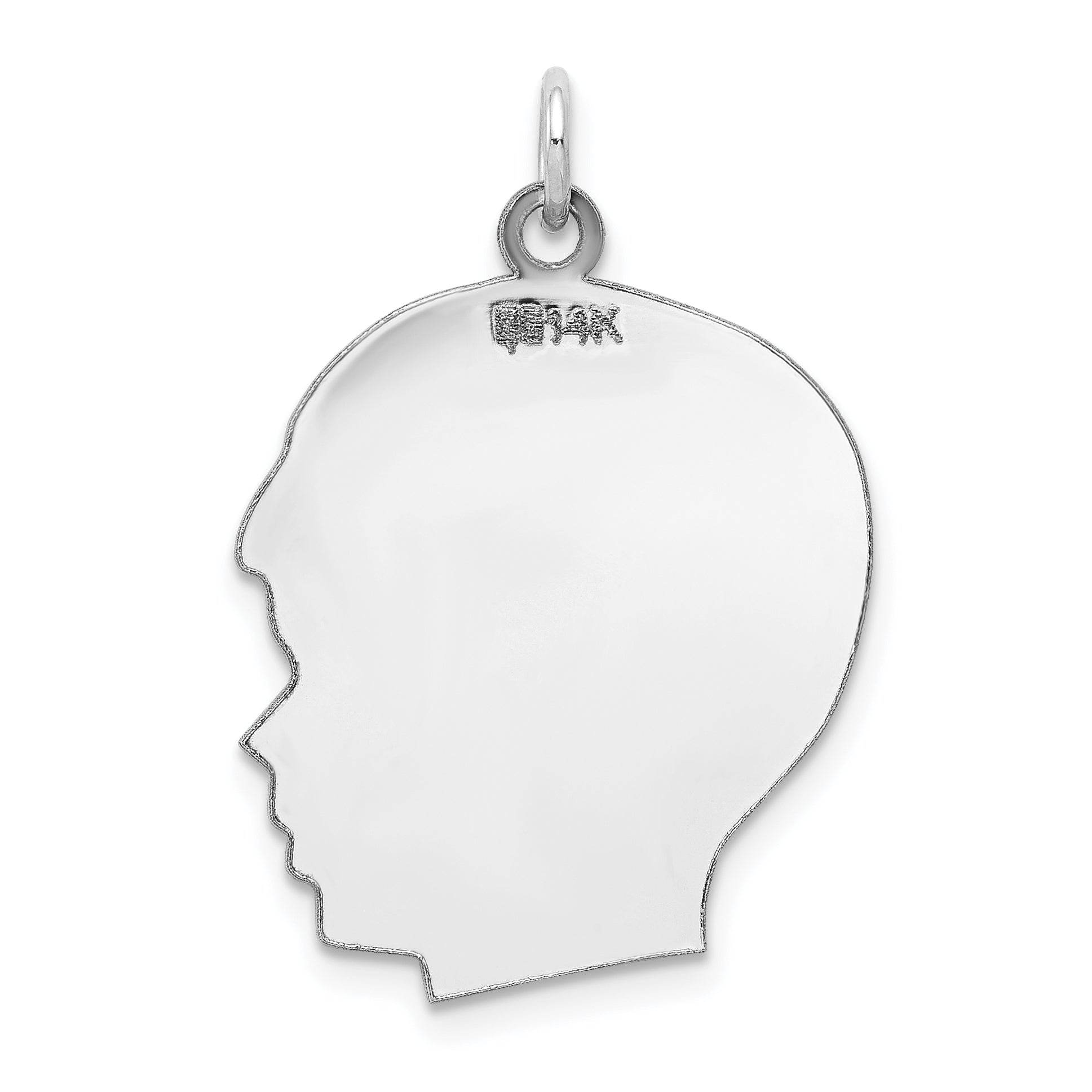 14k White Plain Large.018 Depth Facing Right Engravable Boy Charm