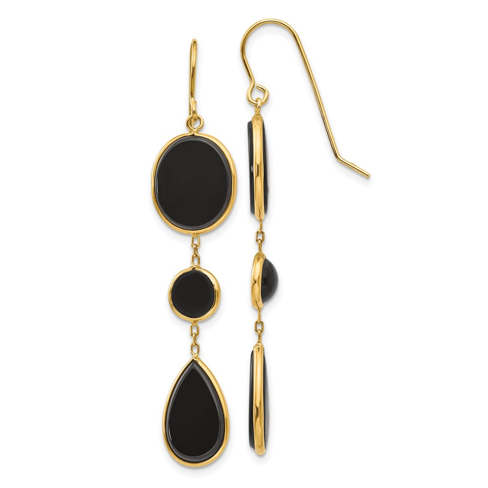 14k Onyx Geometric Dangle Earrings