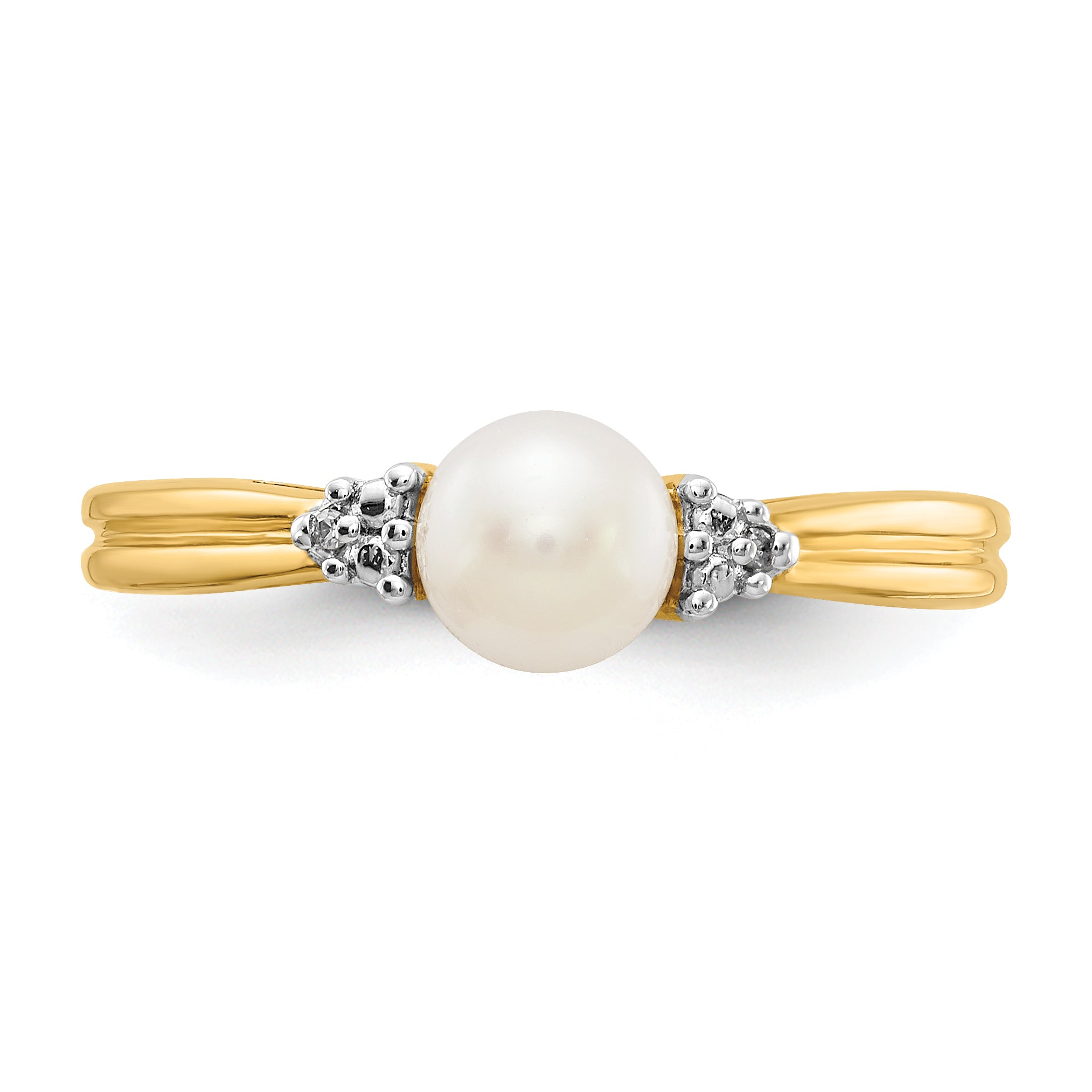 14k Diamond and FW Cultured Pearl Ring