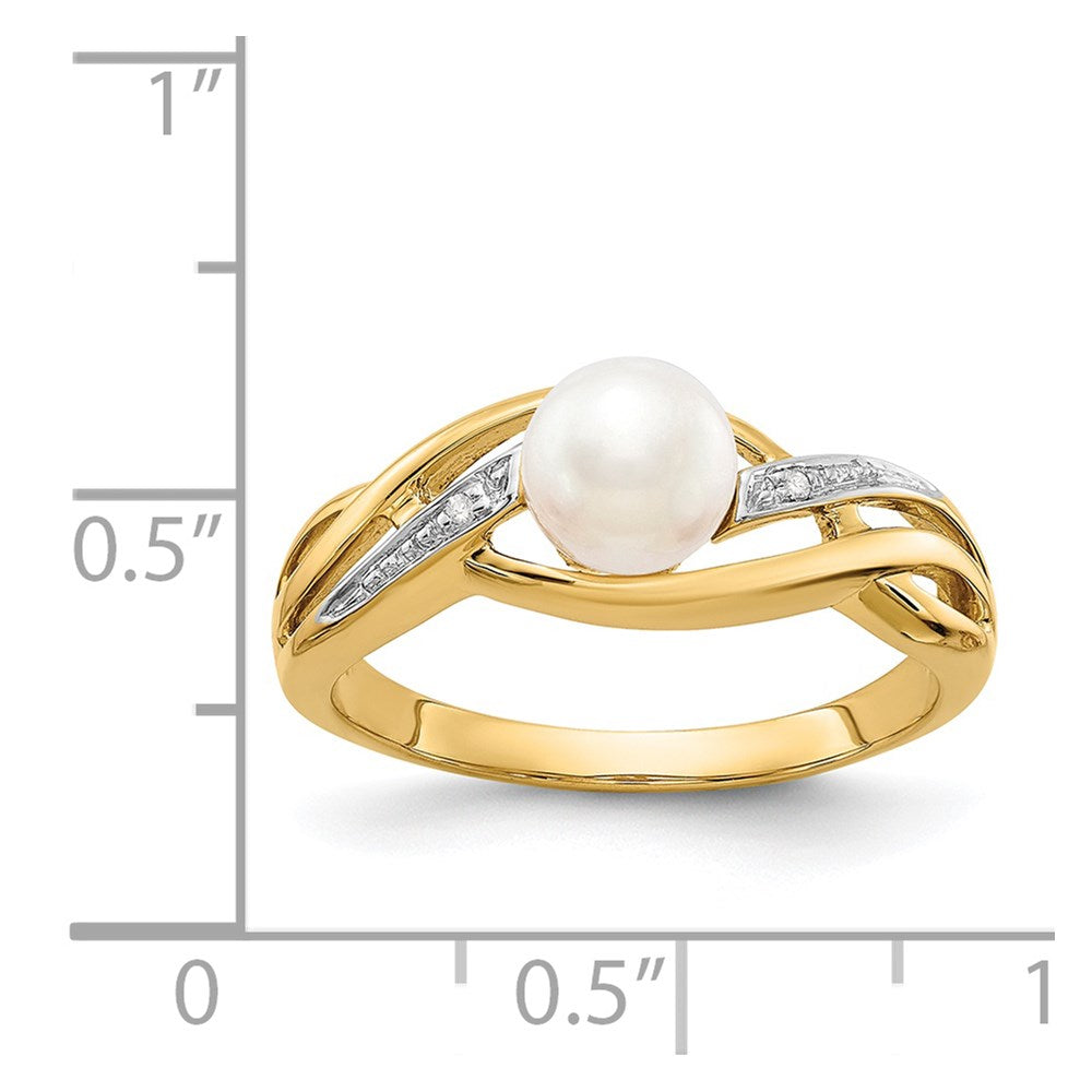 14k Diamond and FW Cultured Pearl Ring