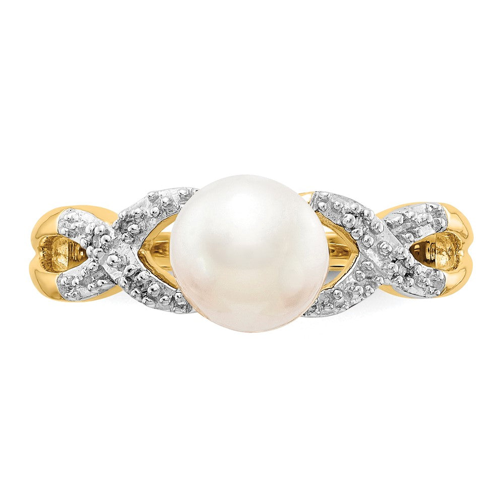 14k Diamond and FW Cultured Pearl Ring