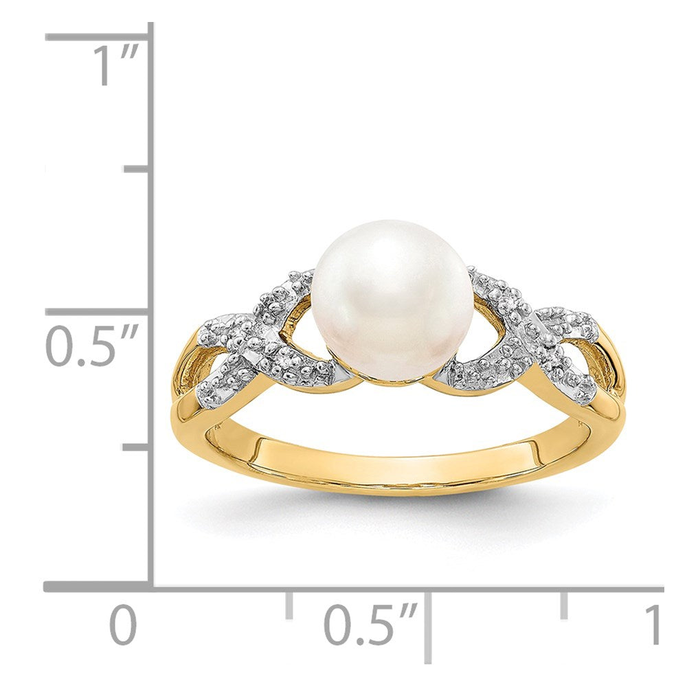 14k Diamond and FW Cultured Pearl Ring