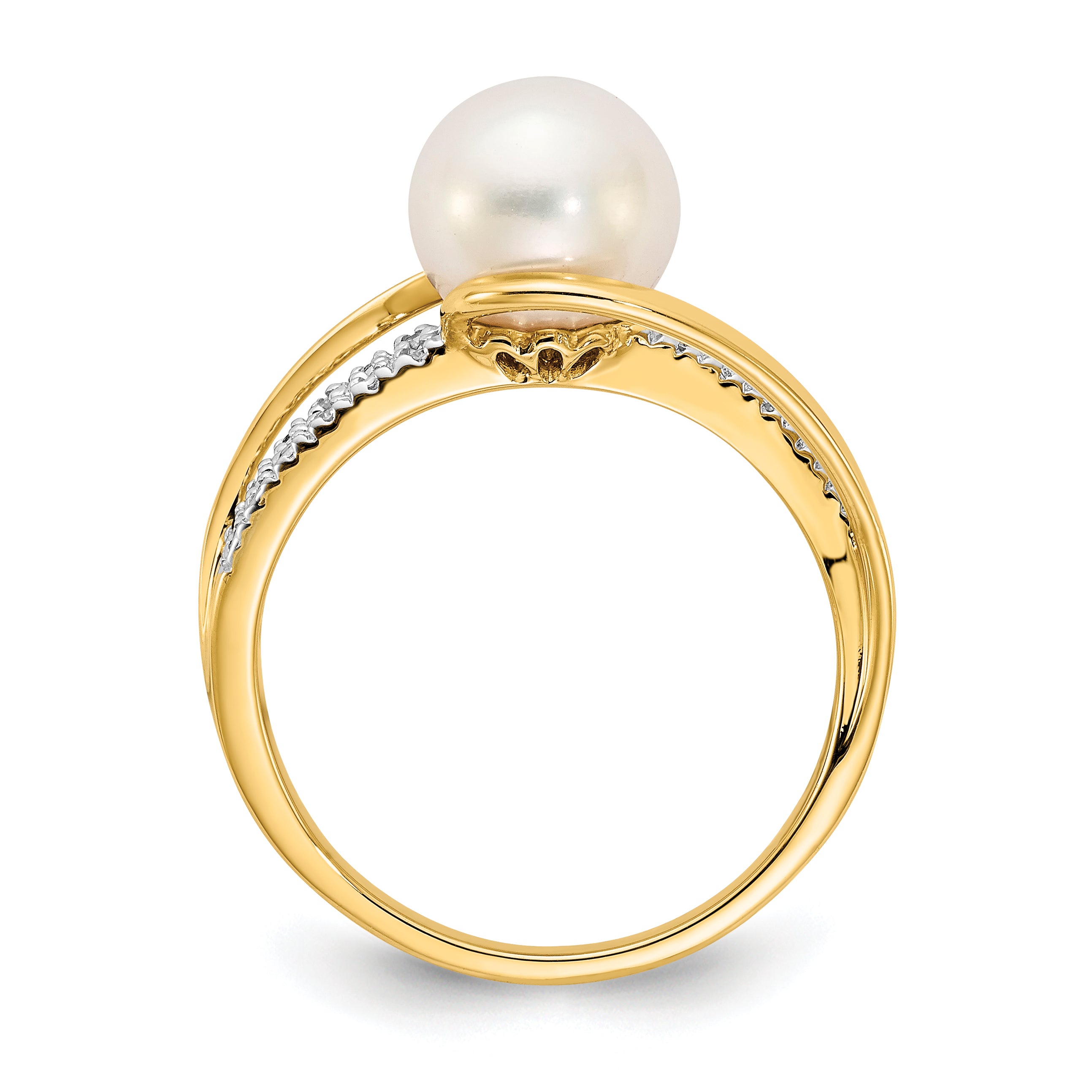 14k Diamond and FW Cultured Pearl Ring