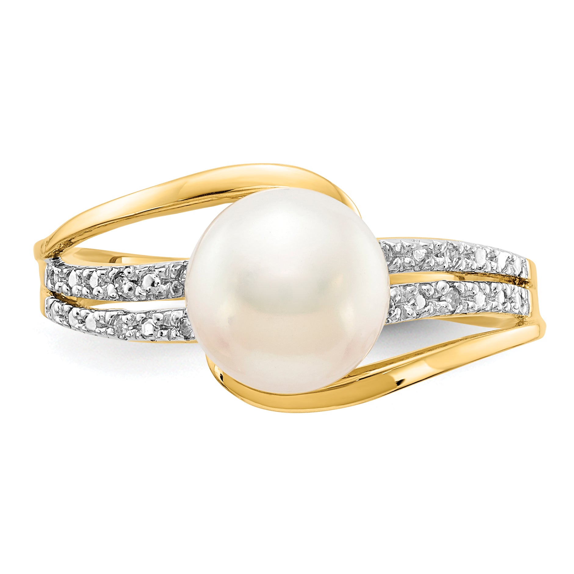 14k Diamond and FW Cultured Pearl Ring
