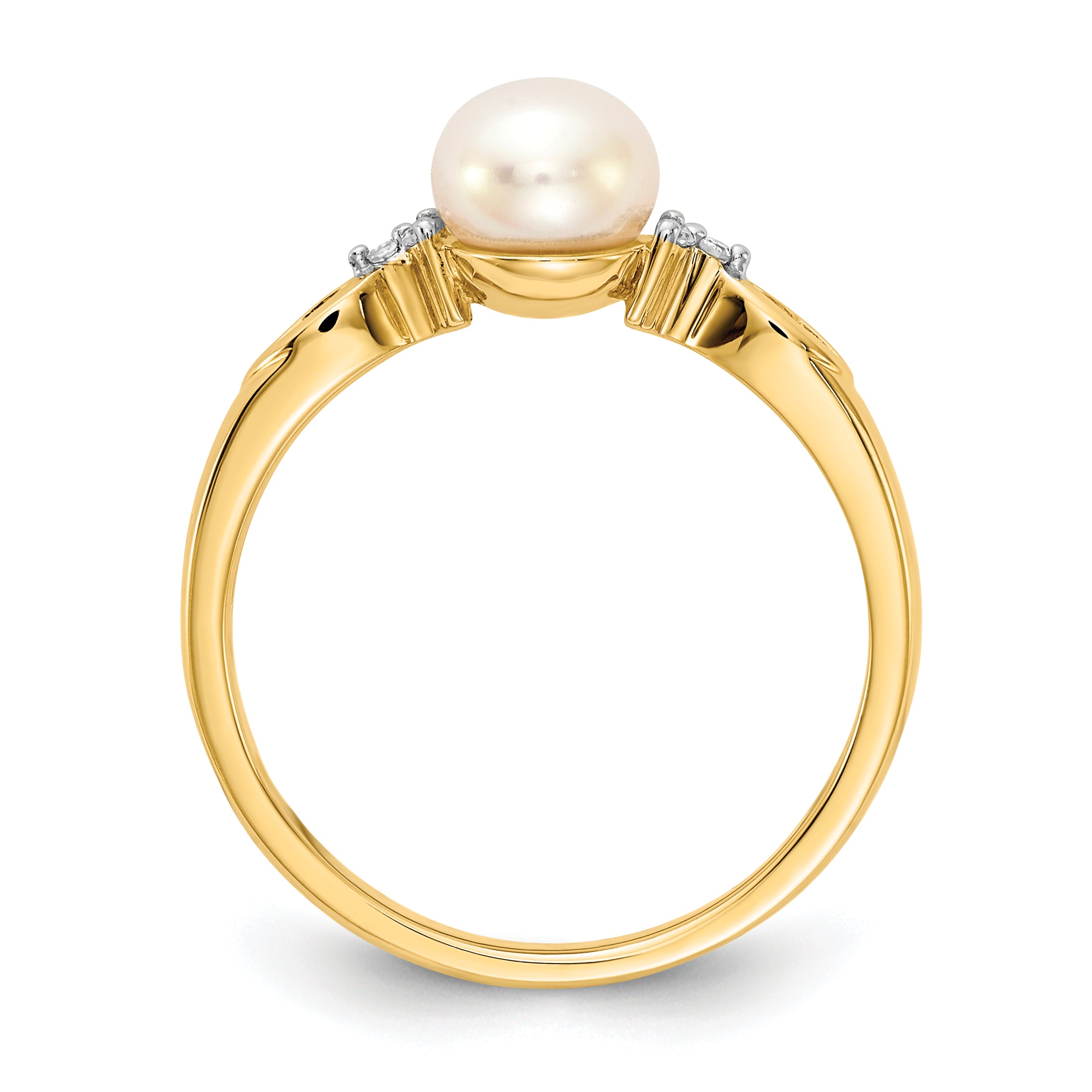 14k FW Cultured Pearl and Diamond Ring
