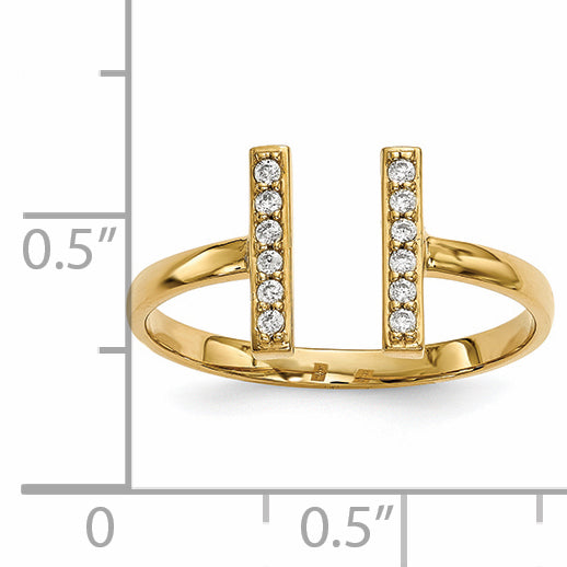 14k Diamond Double Bar Ring