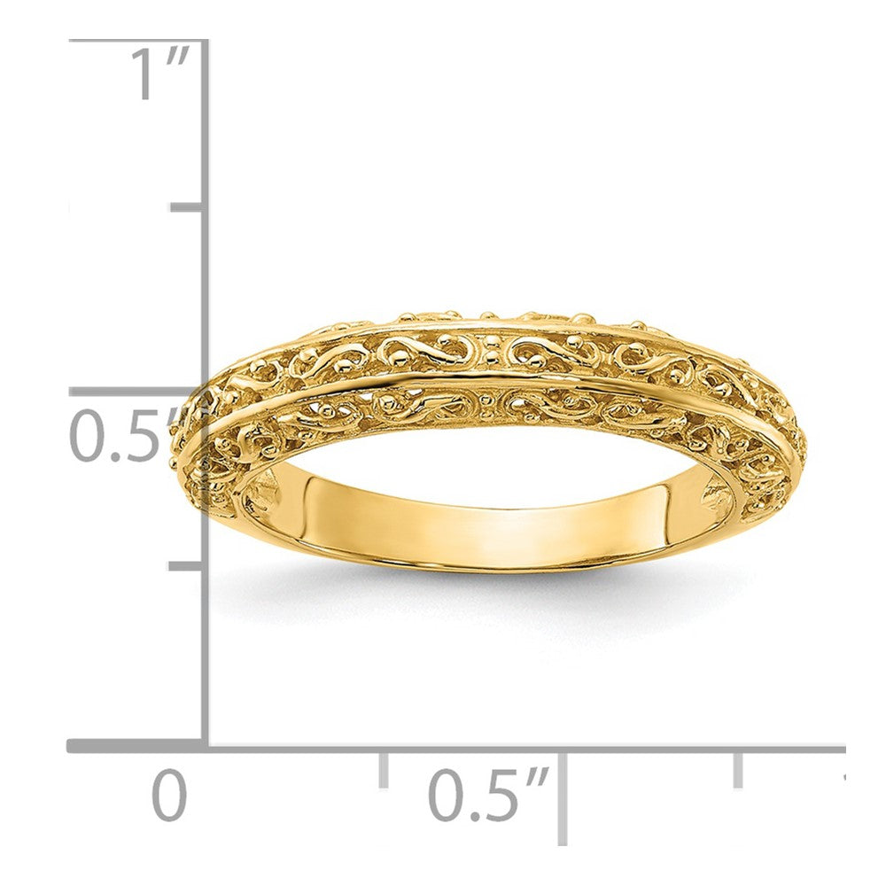 14k 3mm Filigree Wedding Band