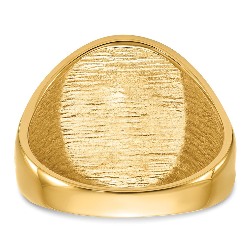 14k Men's Polished and Grooved with Black Enamel Masonic Ring