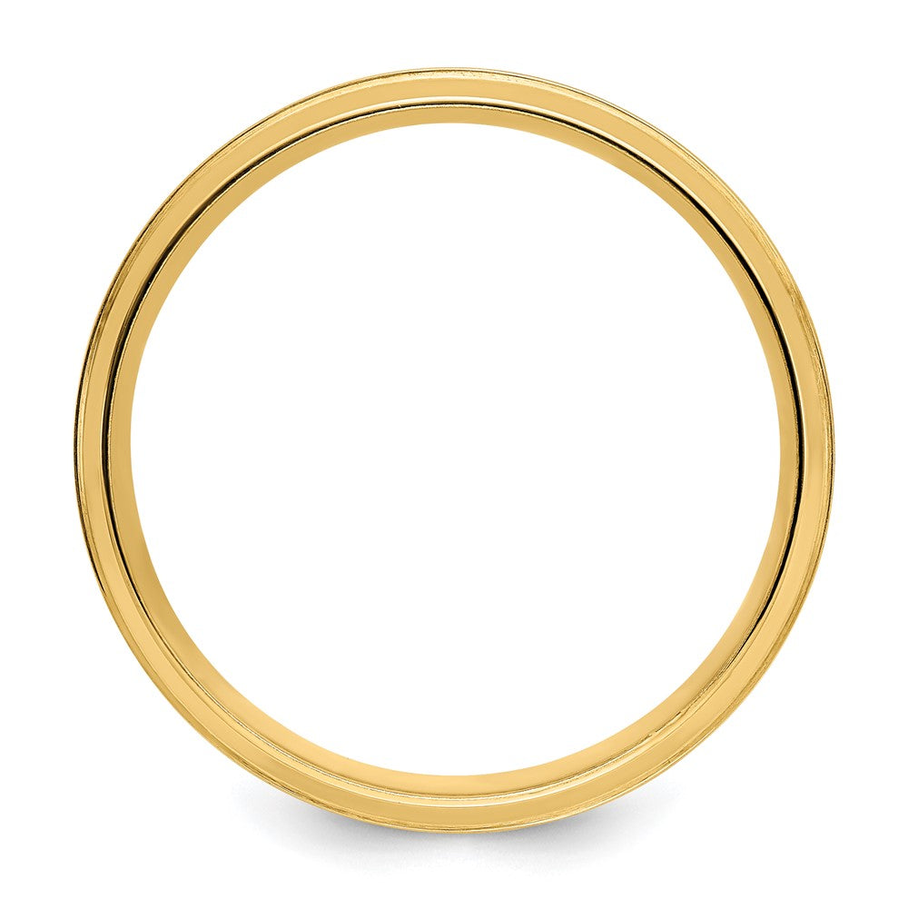 14k Yellow Gold 6mm Lightweight Comfort Fit Brushed Satin/Polished Line Edge Wedding Band Size 9.5