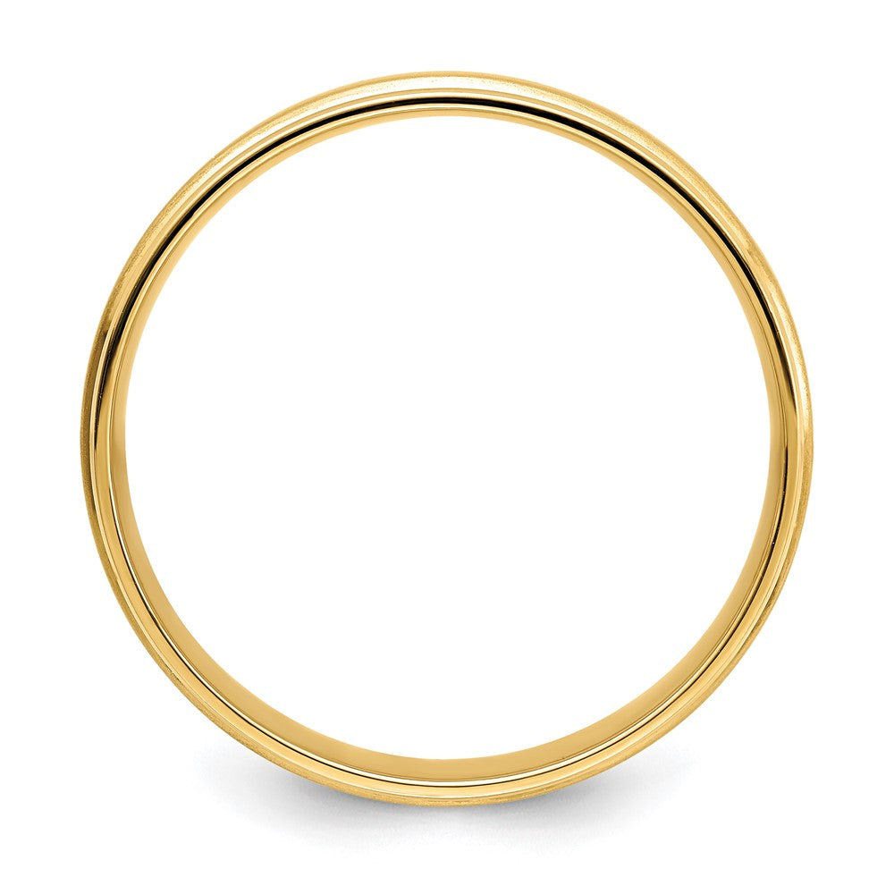 14k Yellow Gold 6mm Lightweight Comfort Fit Brushed Satin/Polished Grooved Edge Wedding Band Size 13.5