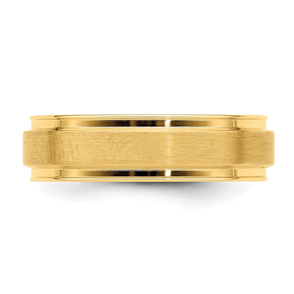 14k Yellow Gold 6mm Lightweight Comfort Fit Brushed Satin Fancy Wedding Band Size 9.5