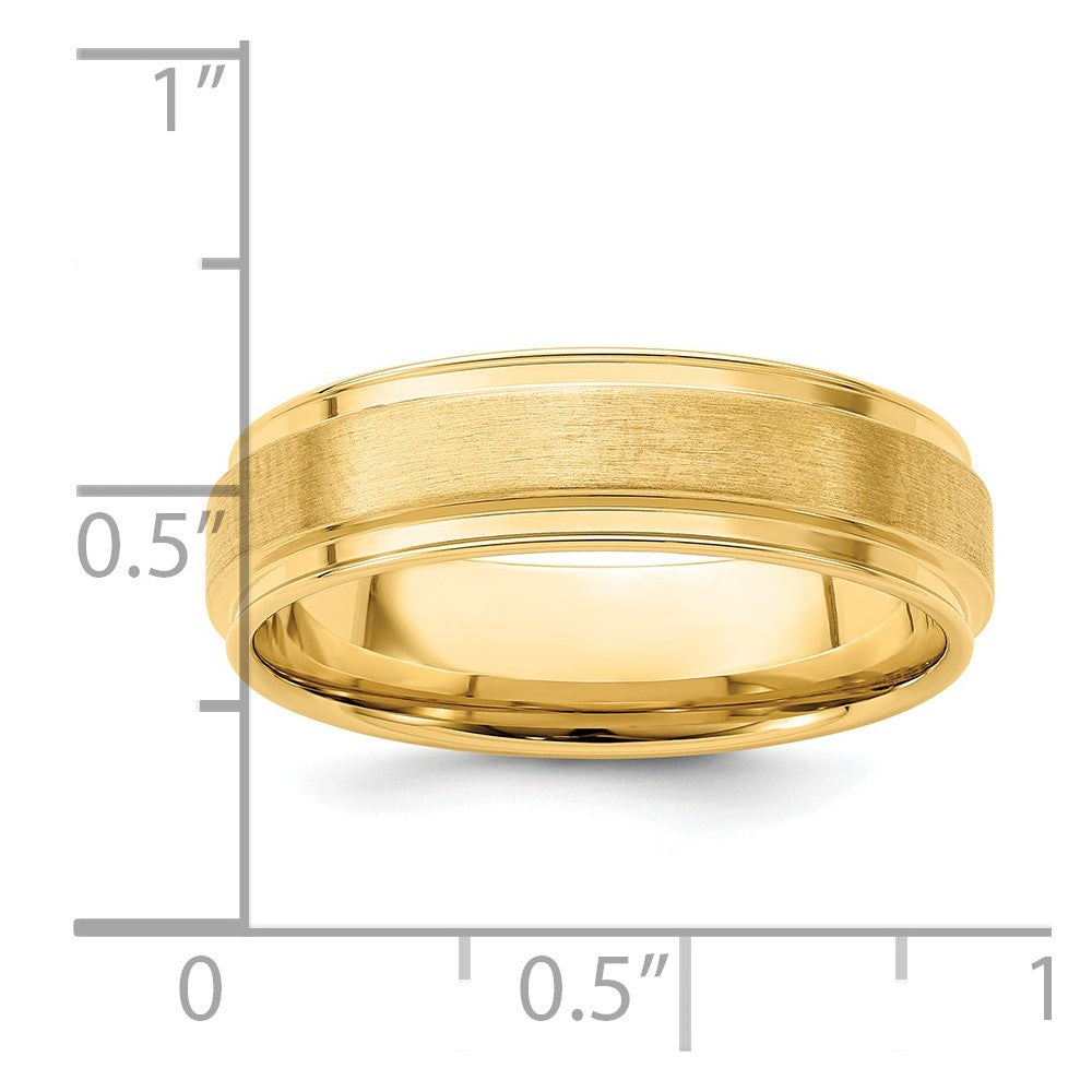 14k Yellow Gold 6mm Lightweight Comfort Fit Brushed Satin Fancy Wedding Band Size 9.5