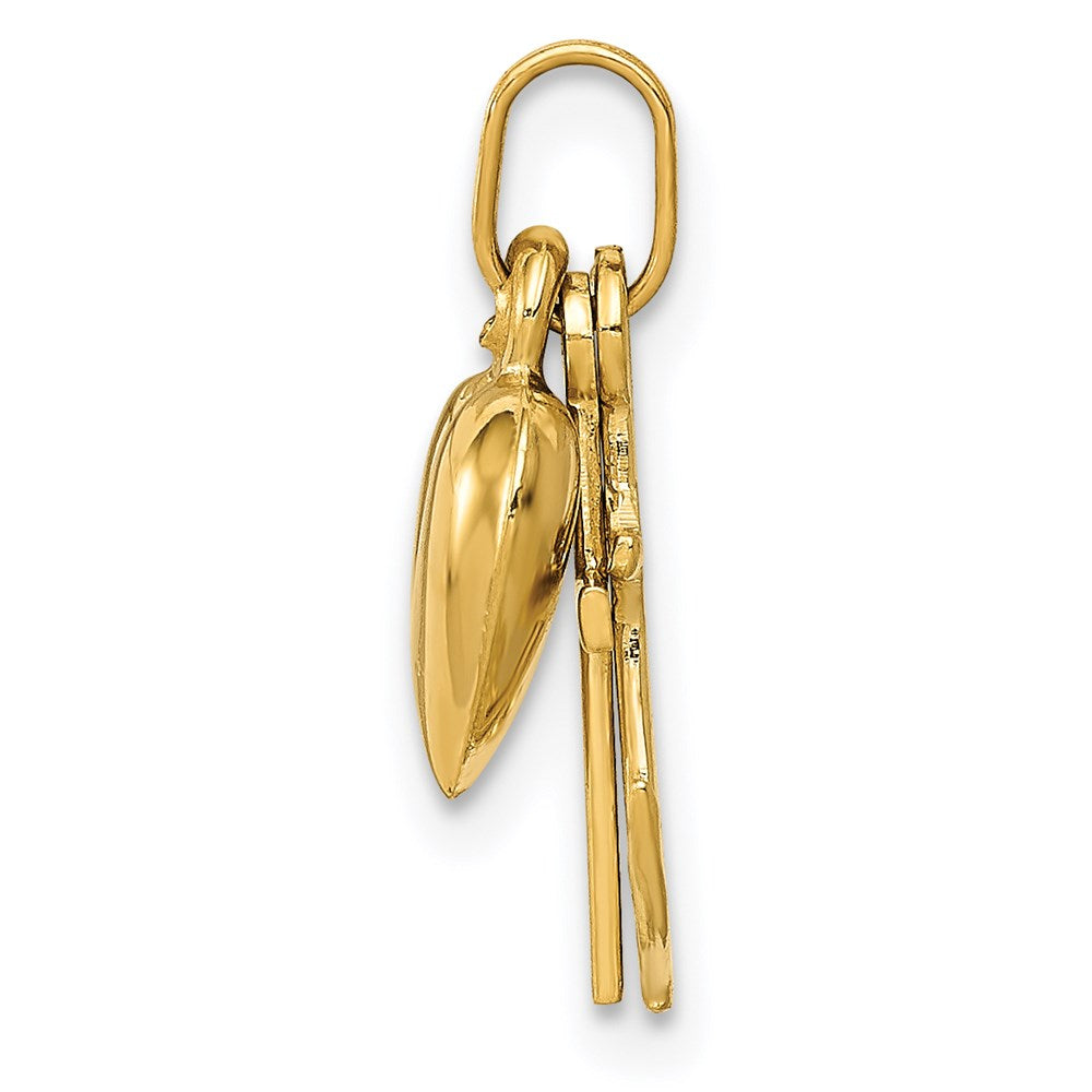 14K Polished Heart Cross Anchor Pendant