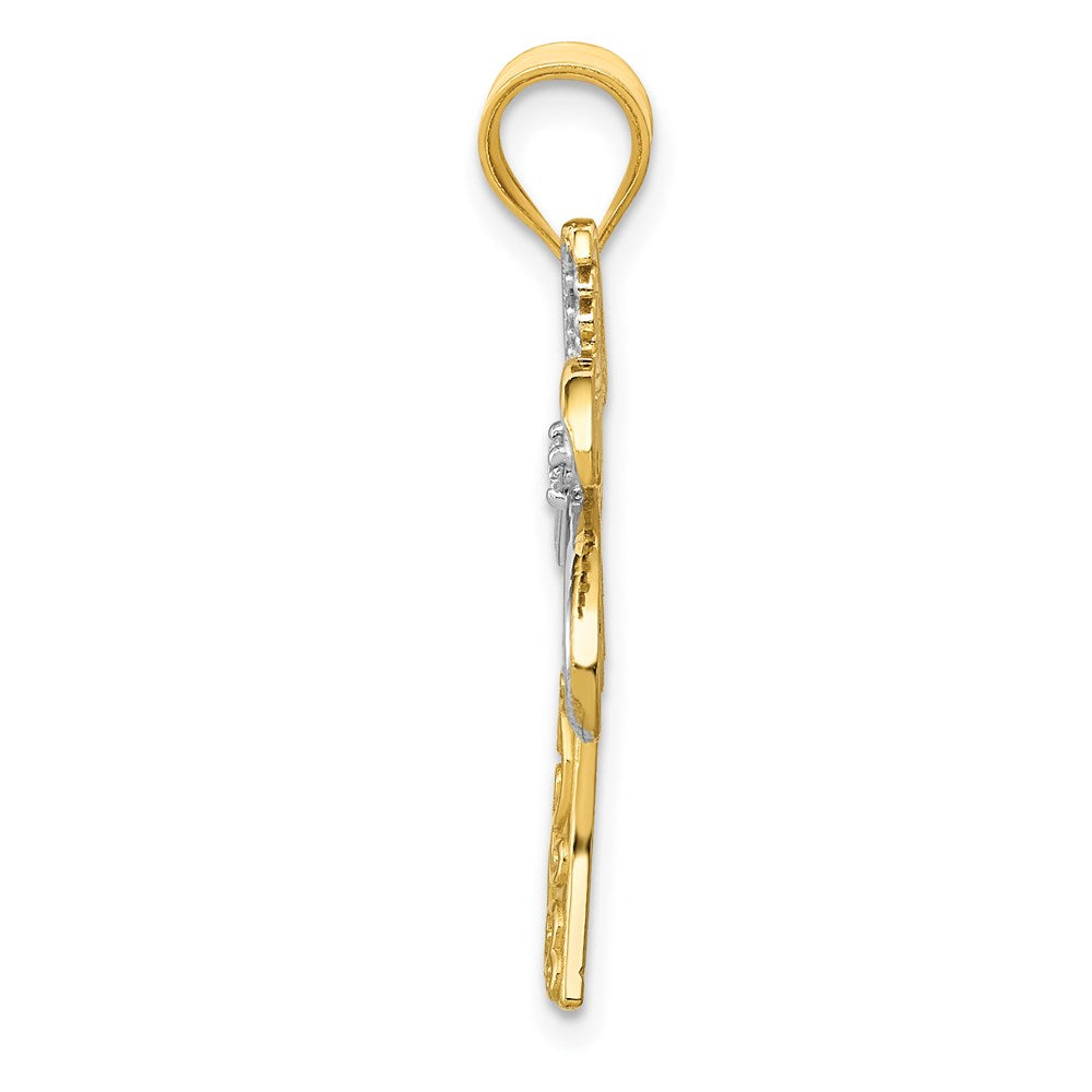 14K w/Rhodium Diamond Palm Tree Pendant