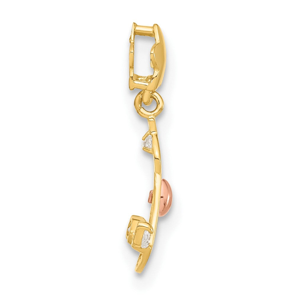 14k Yellow and Rose Gold CZ Children's Rocking Horse Pendant