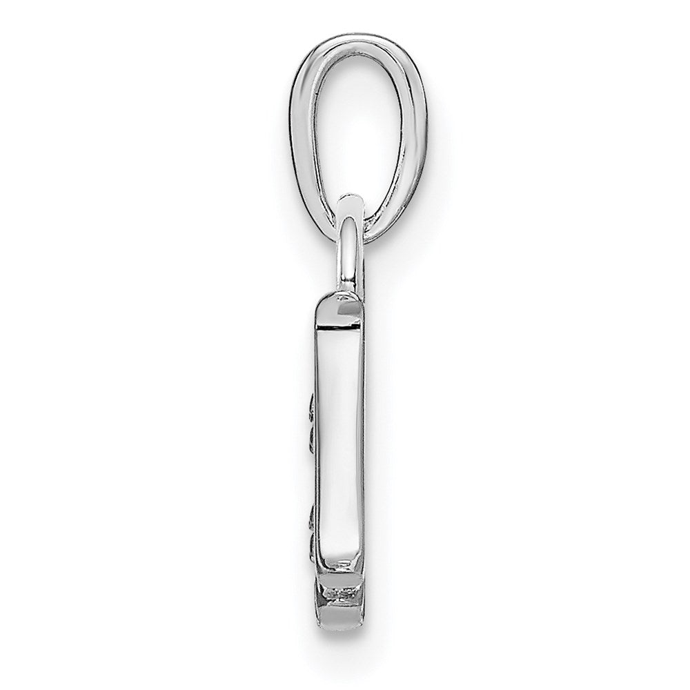 14KW Rhodium-plated Diamond Letter H Initial Pendant