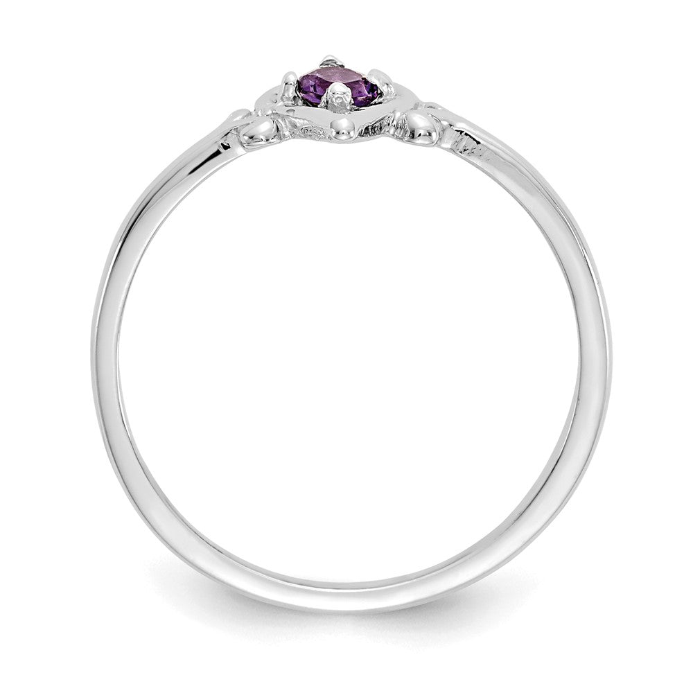 14K White Gold Amethyst Birthstone Heart Ring