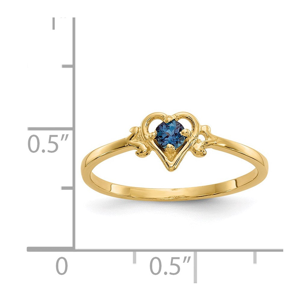 14K Synthetic Alexandrite Birthstone Heart Ring