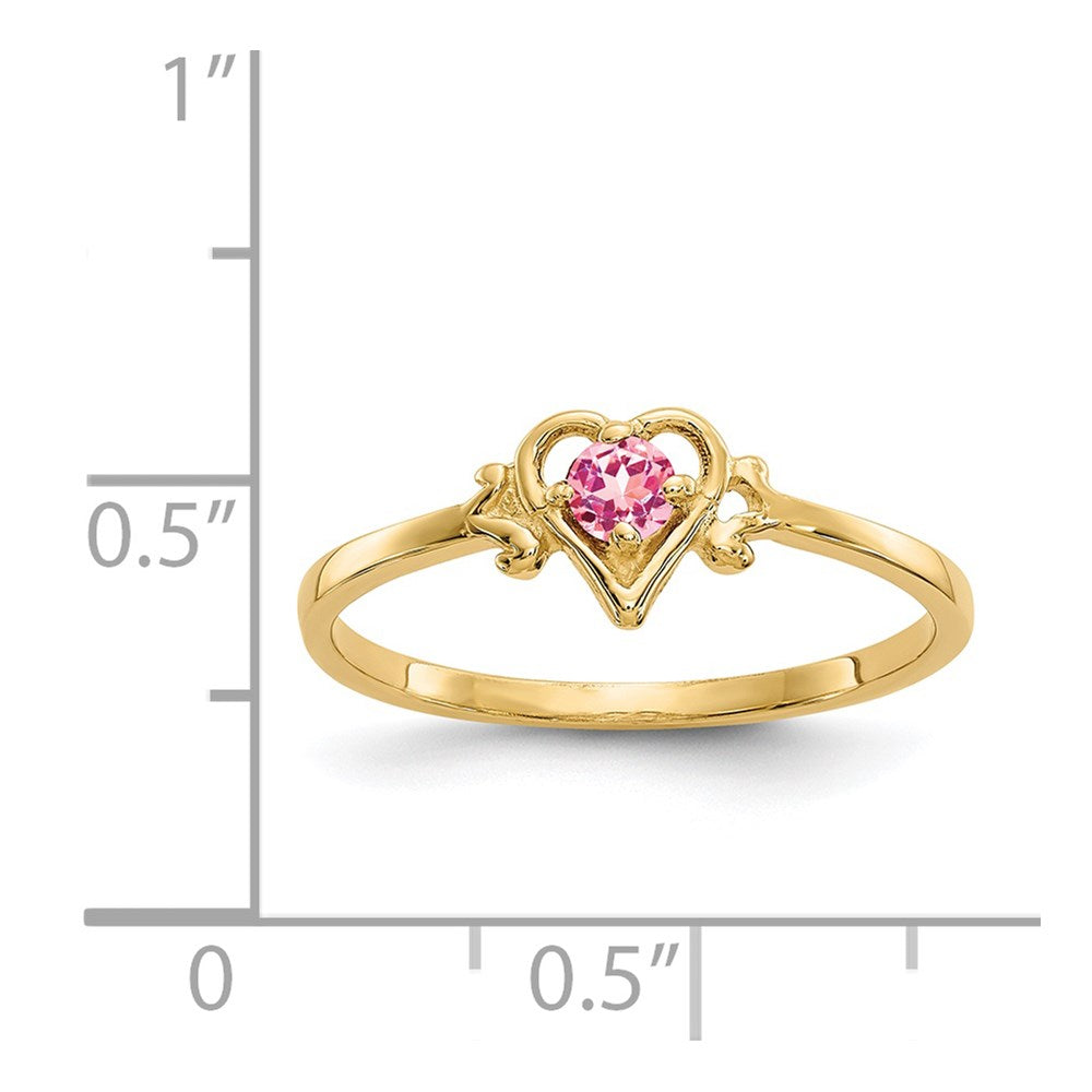 14K Pink Tourmaline Birthstone Heart Ring