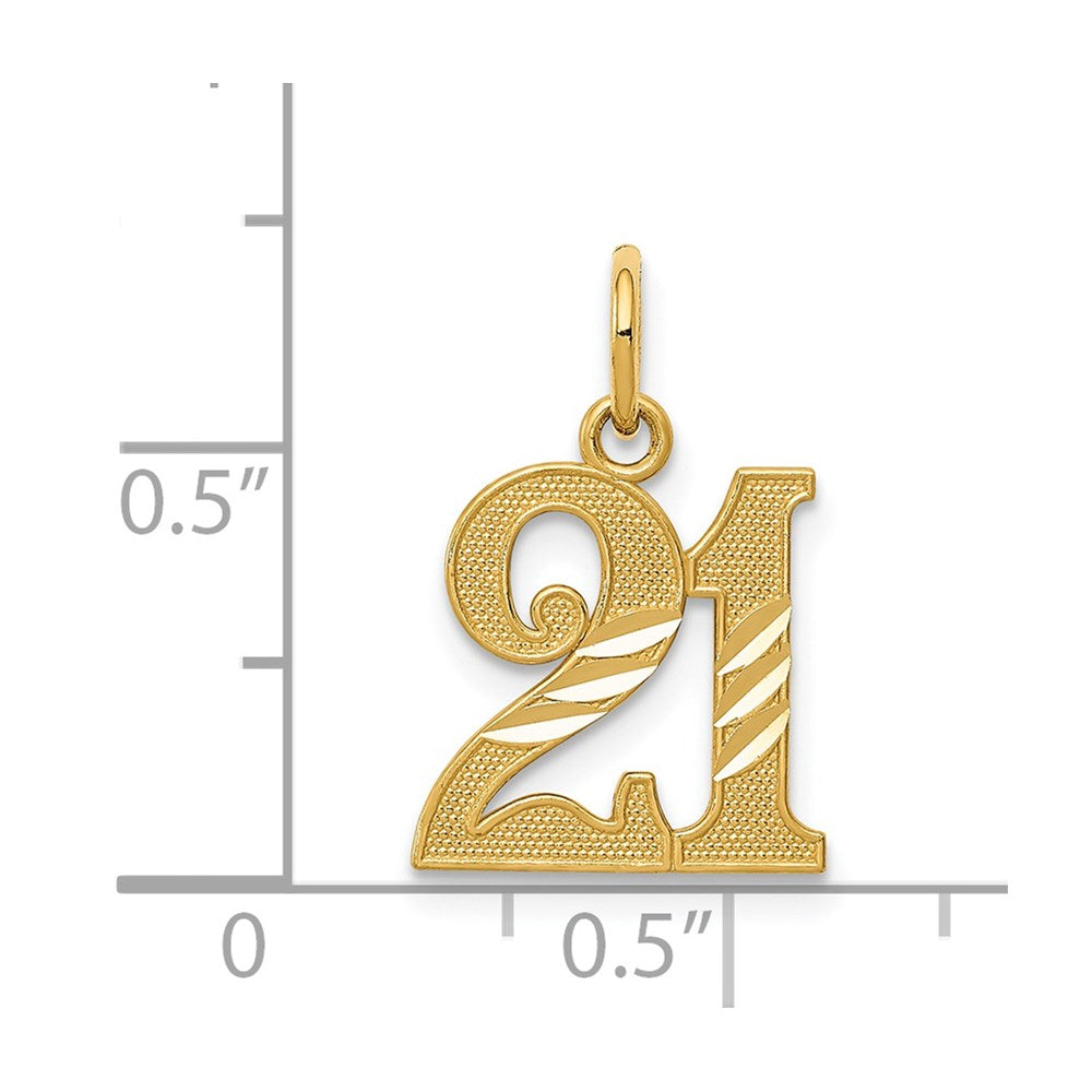 14k Diamond-cut 21 Pendant