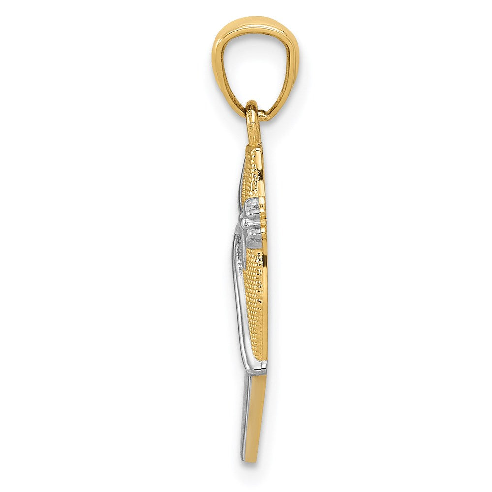 14K w/Rhodium Ballet Shoe Pendant