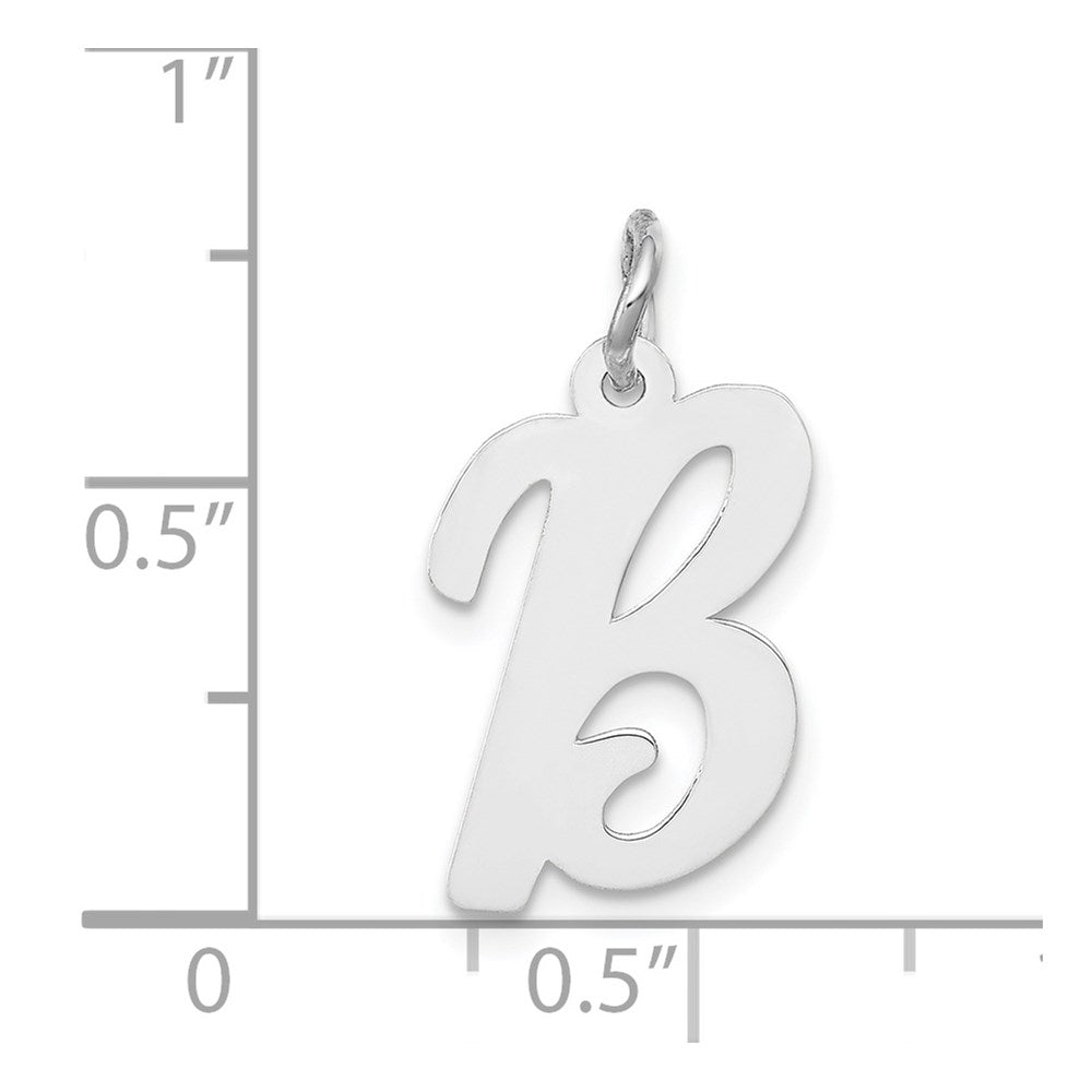 14k White Gold Medium Script Letter B Initial Charm