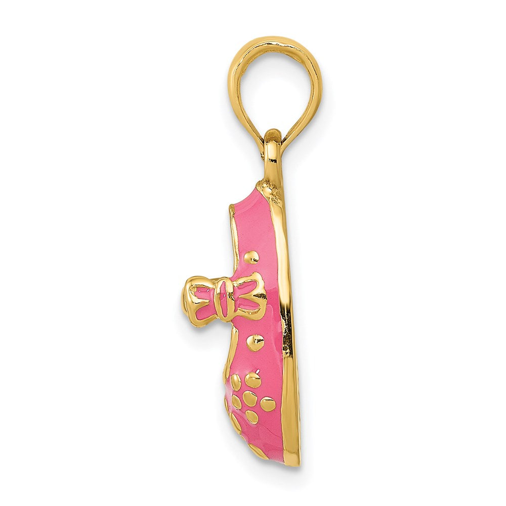 14k Pink Enameled 3D Baby Shoe Pendant