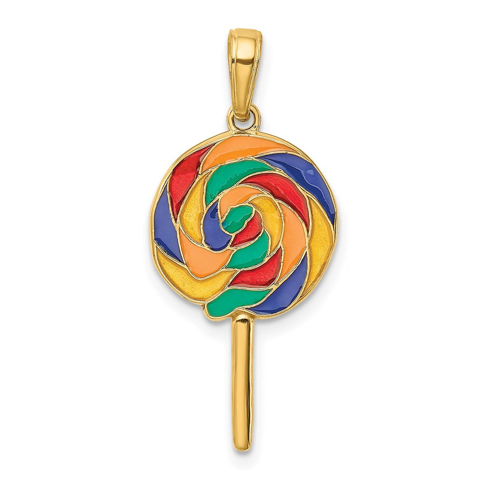 14k 3D Enameled Lollipop Pendant