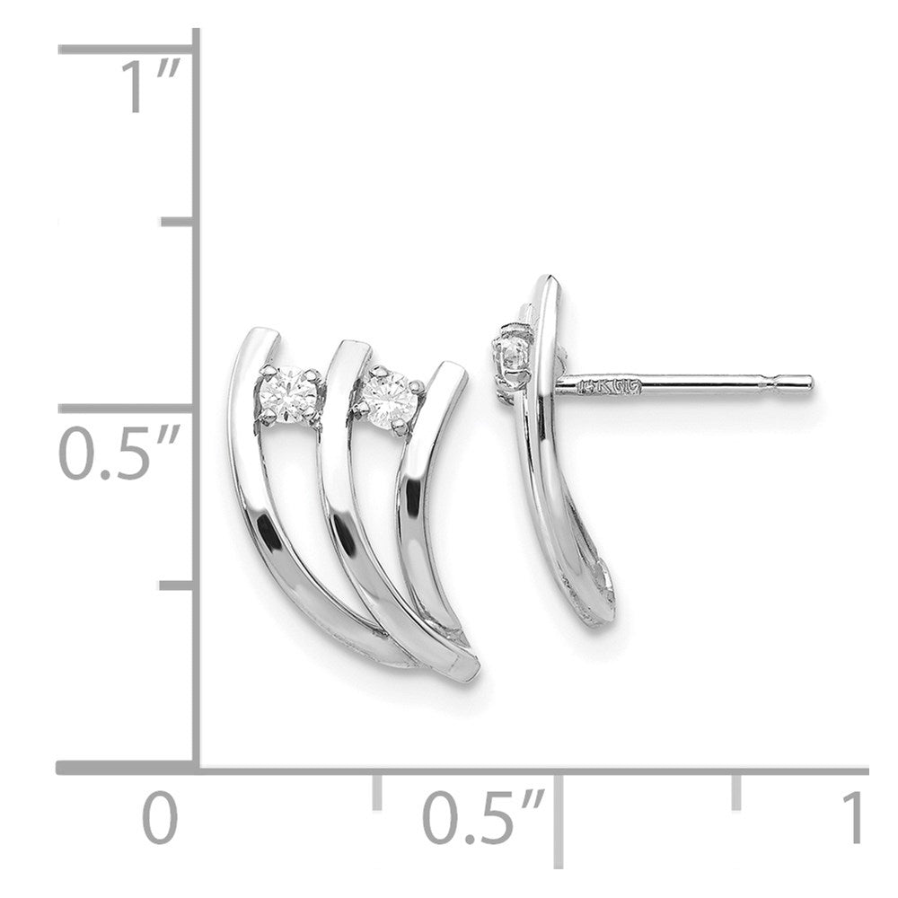 14k White Polished Fancy CZ Post Earrings