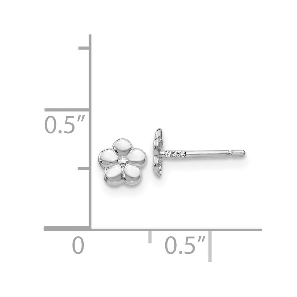 14k White Polished Flower Post Earrings