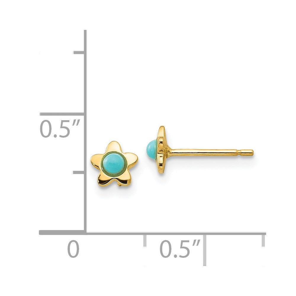 14k Polished Turquoise Star Post Earrings