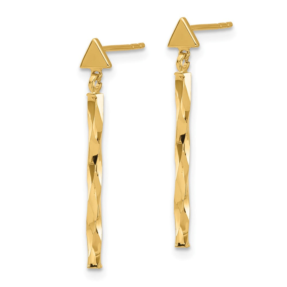 14k Polished Twisted Bar Dangle Earrings