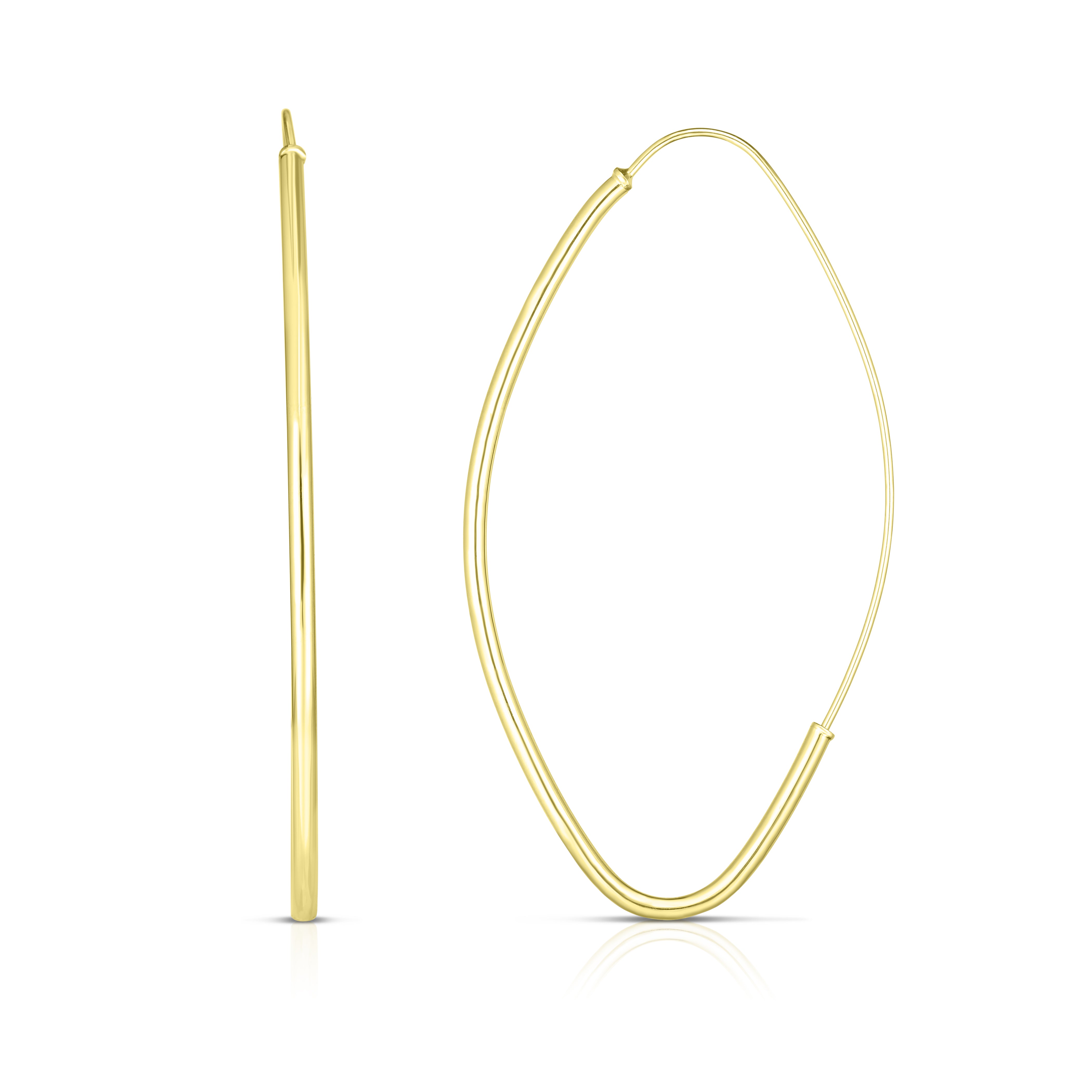 14K Yellow Gold Medium Polished Marquise Fashion Hoop Earring