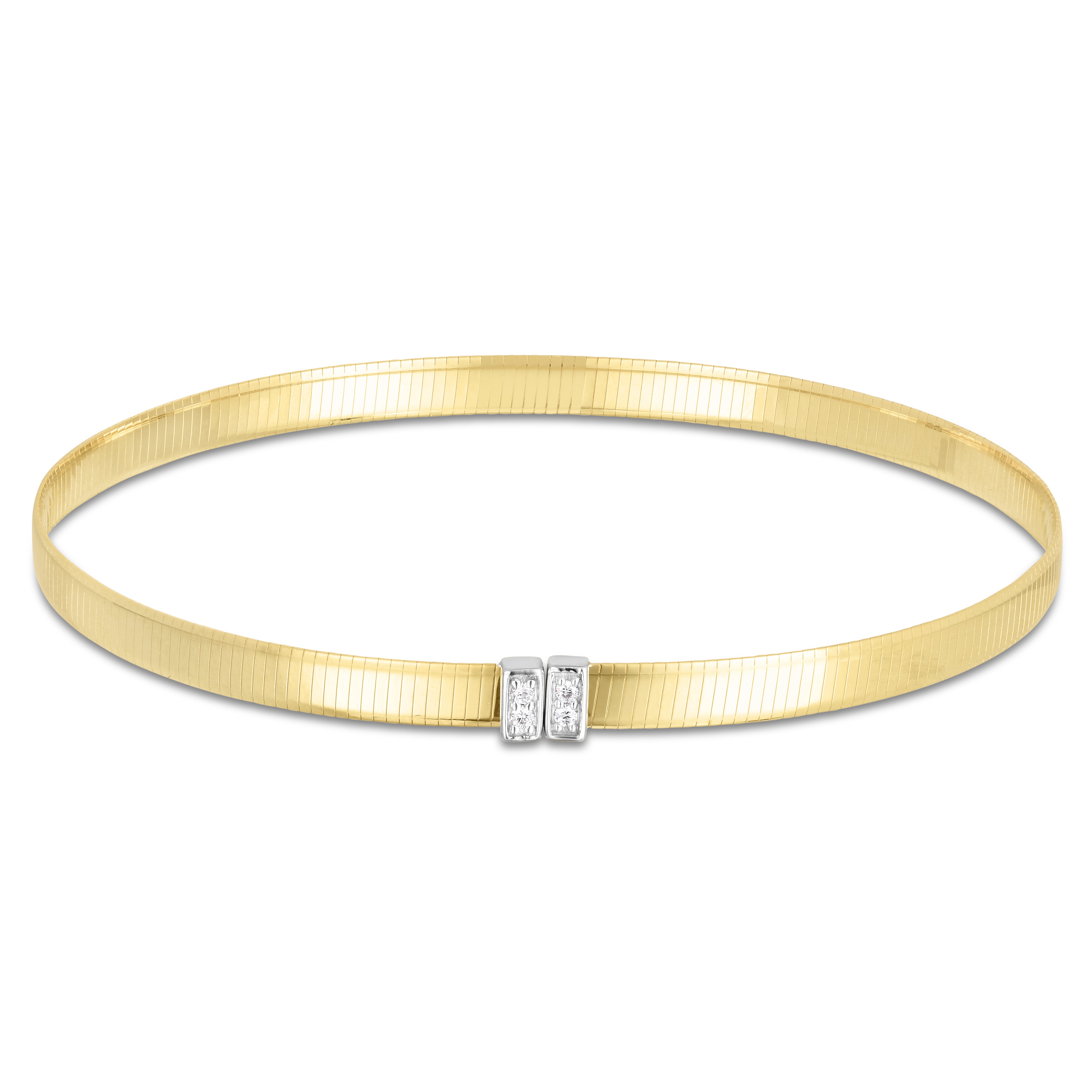 14K Yellow Gold Omega .04Ct Diamond Cuff Bangle