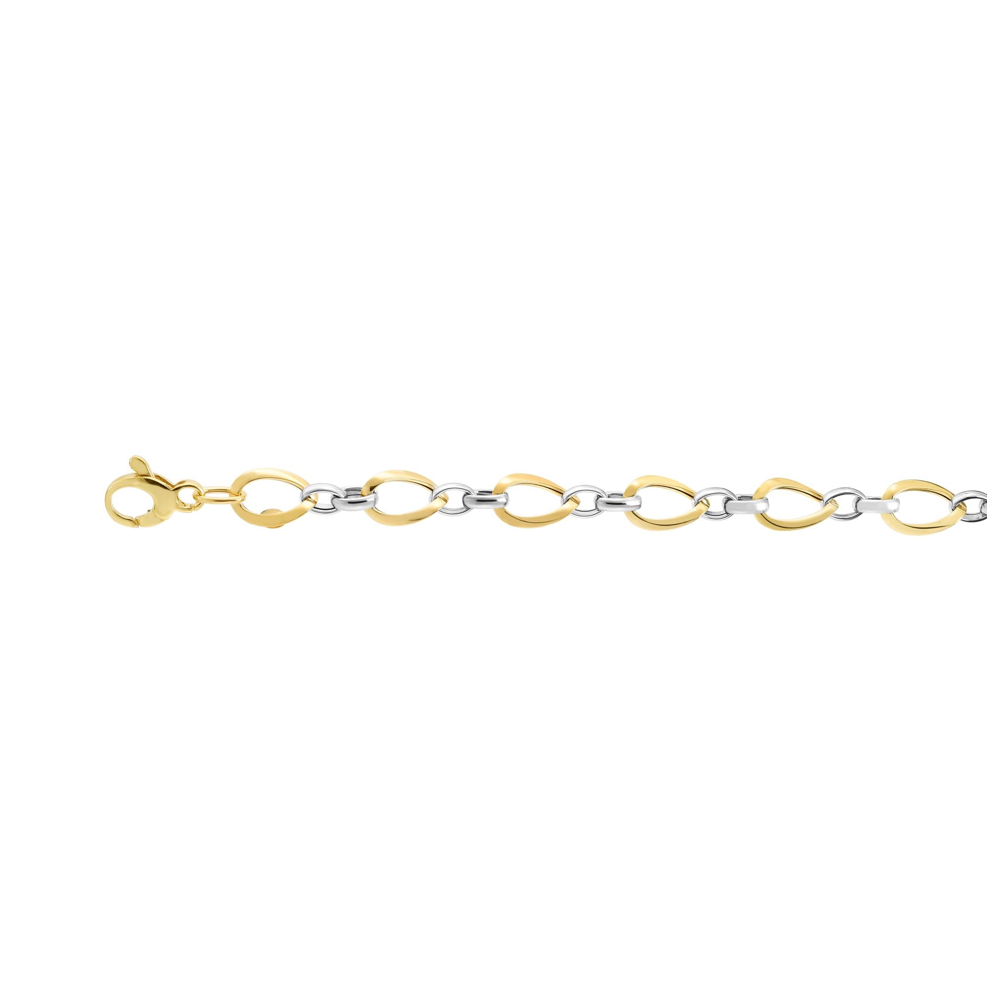 14K Yellow & White Gold 7.75" Polished Twisted Oval Link