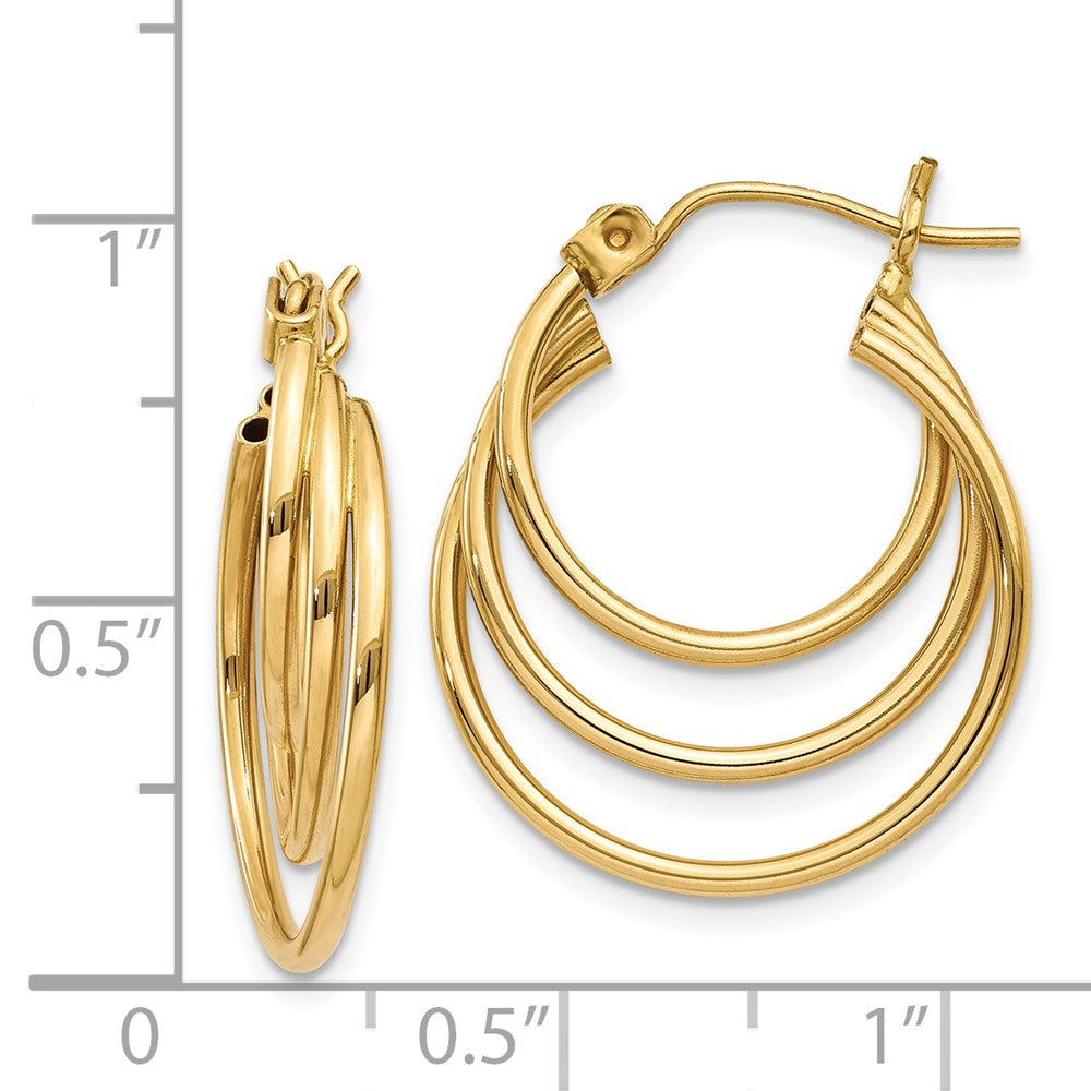 14k Triple Hoop Earrings