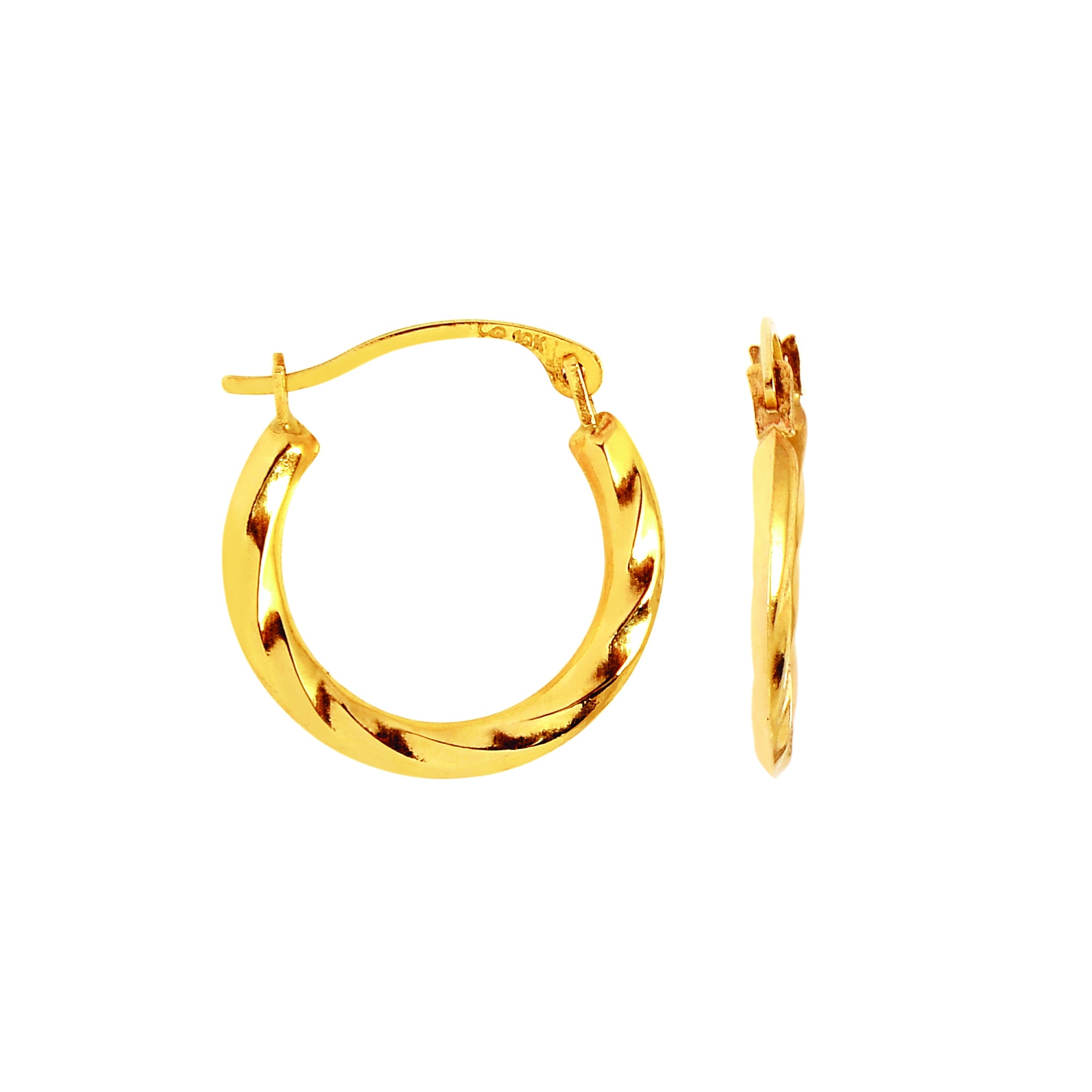 10K Yellow Gold Mini Twist Hoop Earring