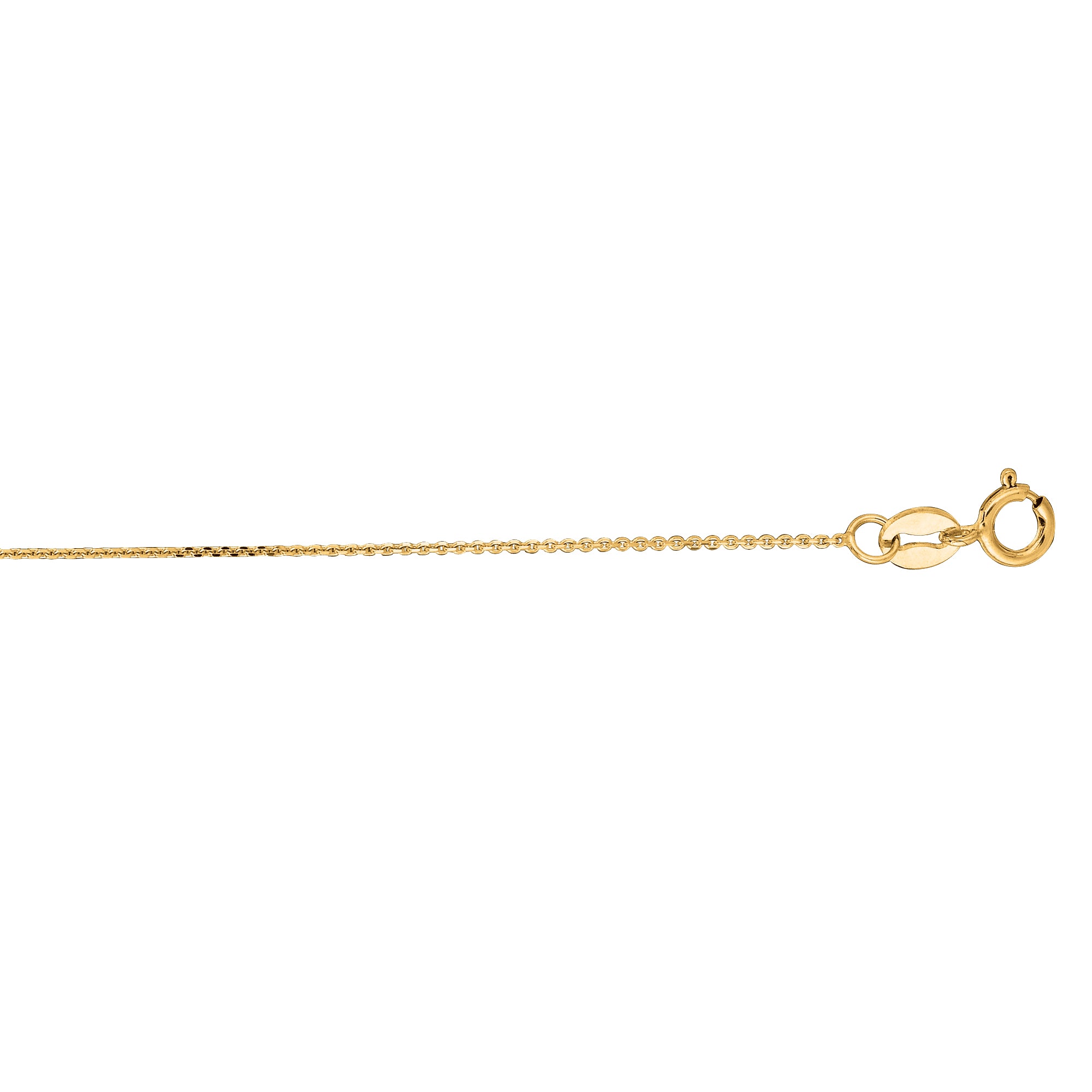10K Yellow Gold .5mm Diamond Cut Flat Cable 18" Chain with Spring Ring
